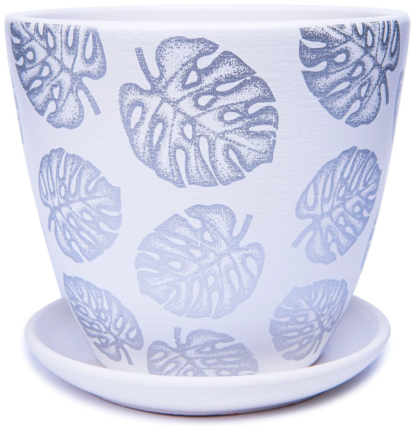 Горшок Монстера d15 см керамический серебряный с поддоном