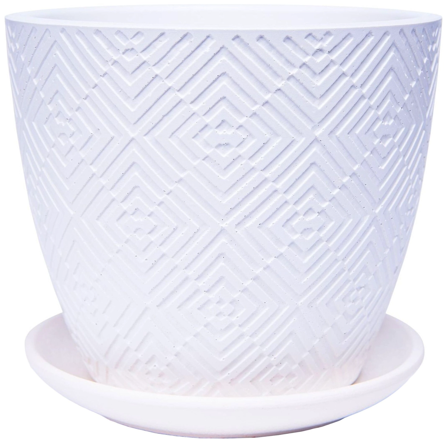 Горшок Квартет d15 см бетонный белый с поддоном