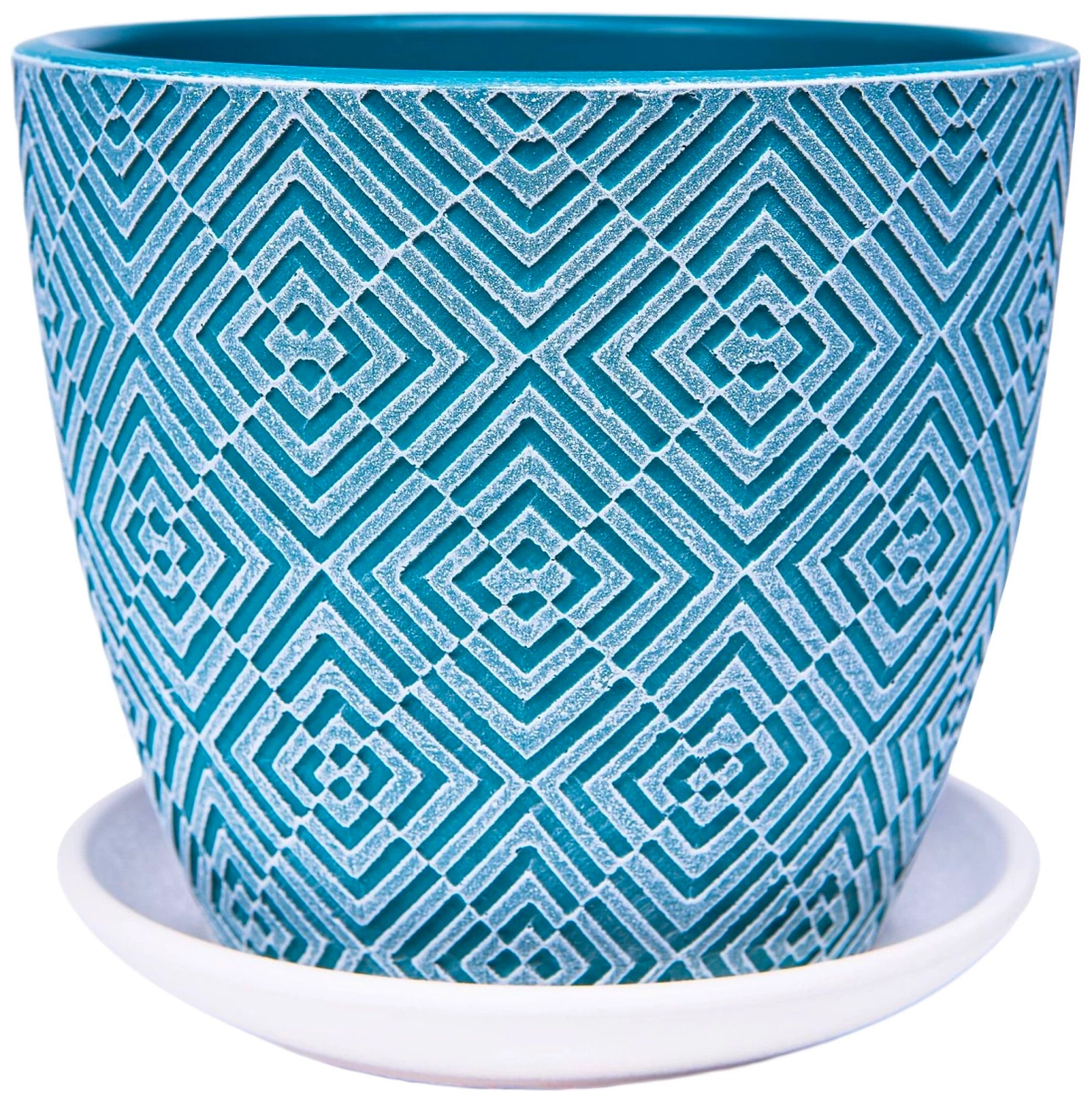 Горшок Квартет d18 см бетонный морская волна с поддоном