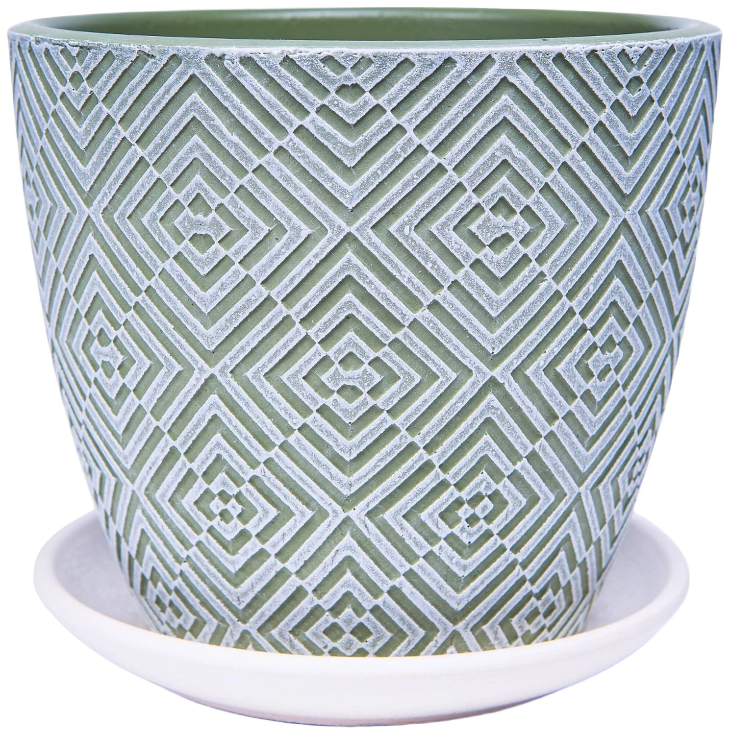 Горшок Квартет d18 см бетонный оливковый с поддоном