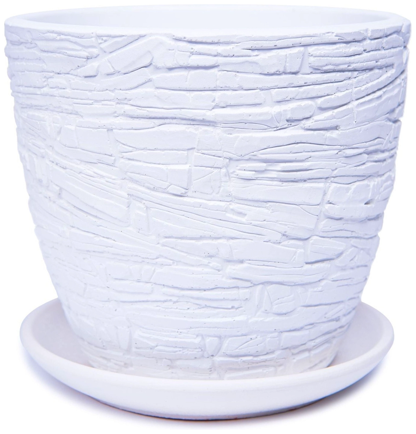 Горшок Скала d18 см бетонный белый с поддоном