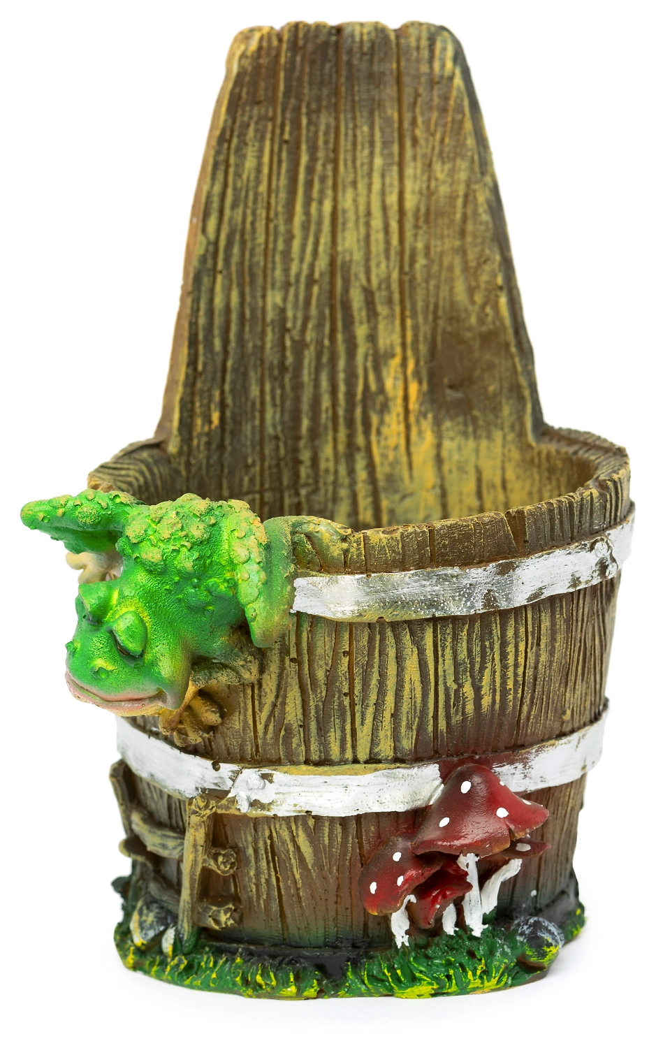 Кашпо Лягушка на кадушке D9 см полистоун