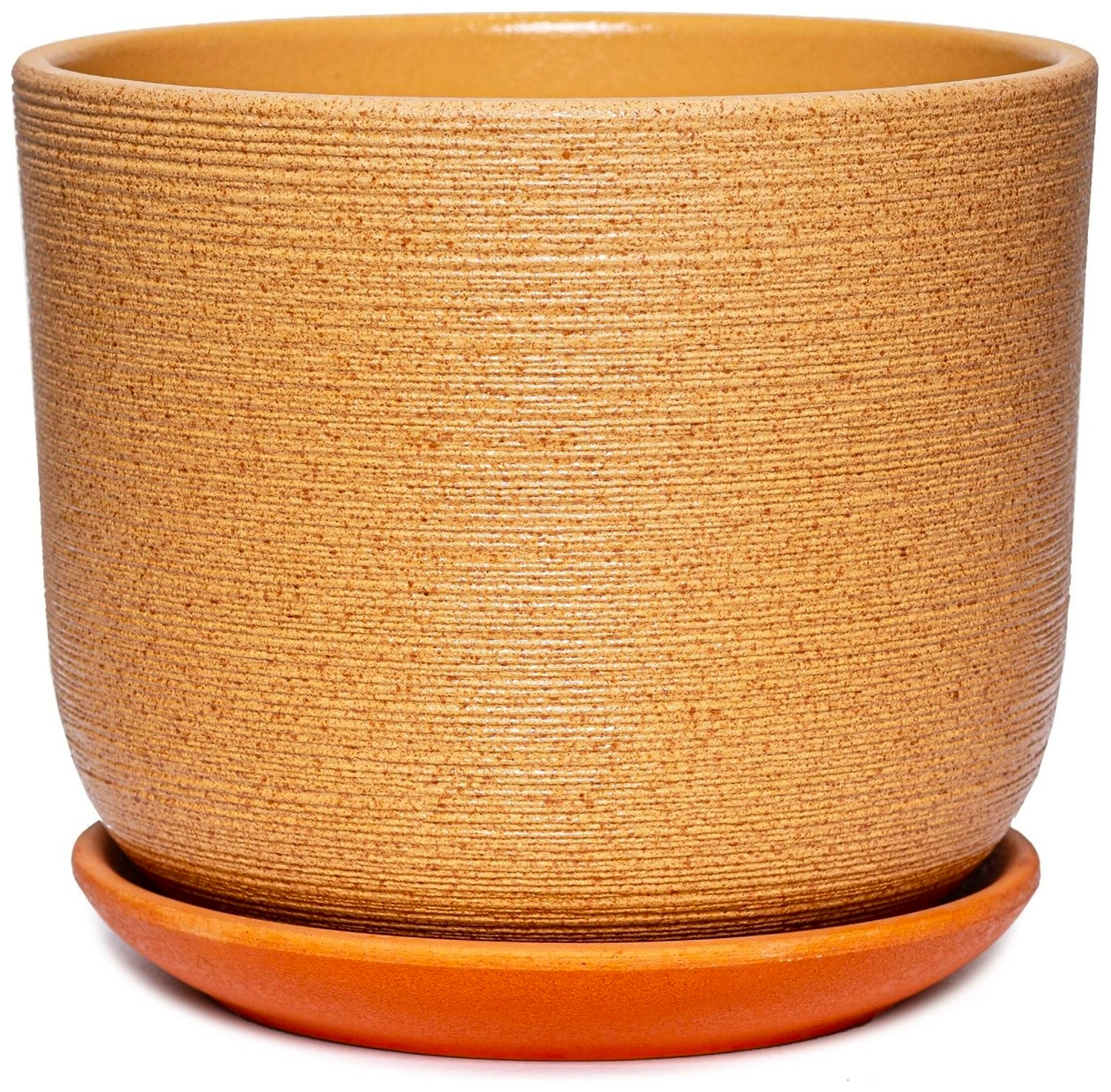 Горшок Крафт d15 см керамический бежевый с поддоном