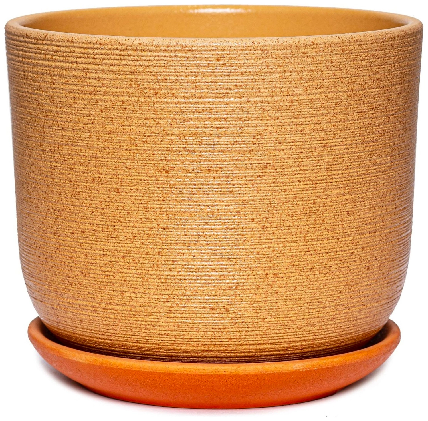 Горшок Крафт d19 см керамический бежевый с поддоном