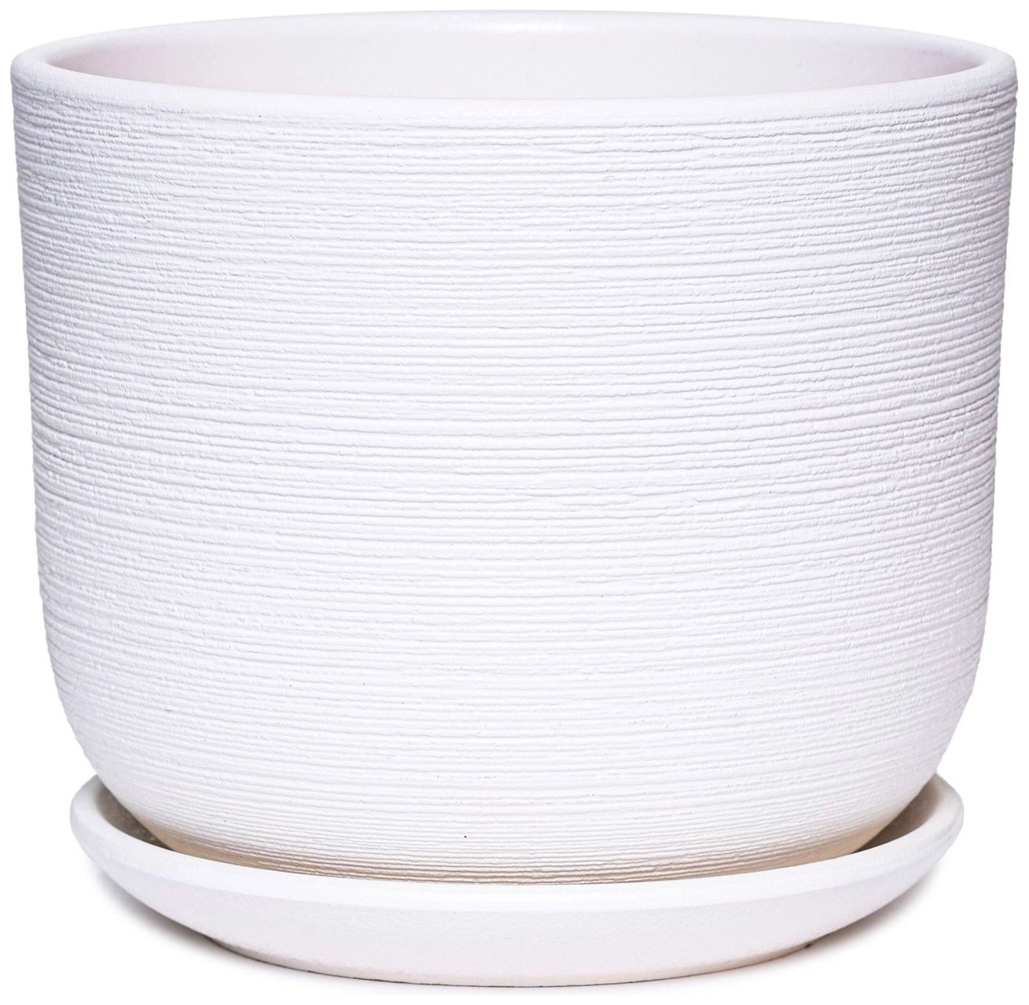 Горшок Крафт d15 см керамический белый с поддоном