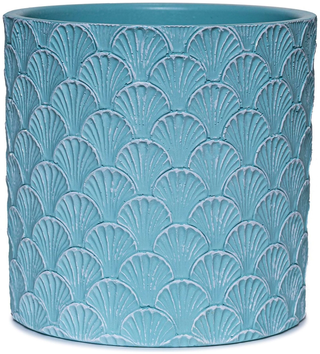 Кашпо Ракушка d15 см бетонное бирюзовое