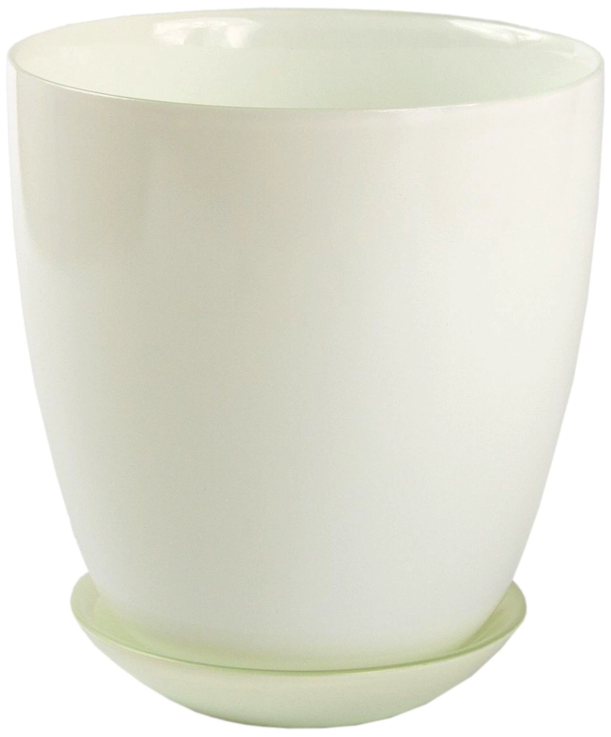 Горшок NiNaGlass №2 d13,2 см стеклянный белый с поддоном