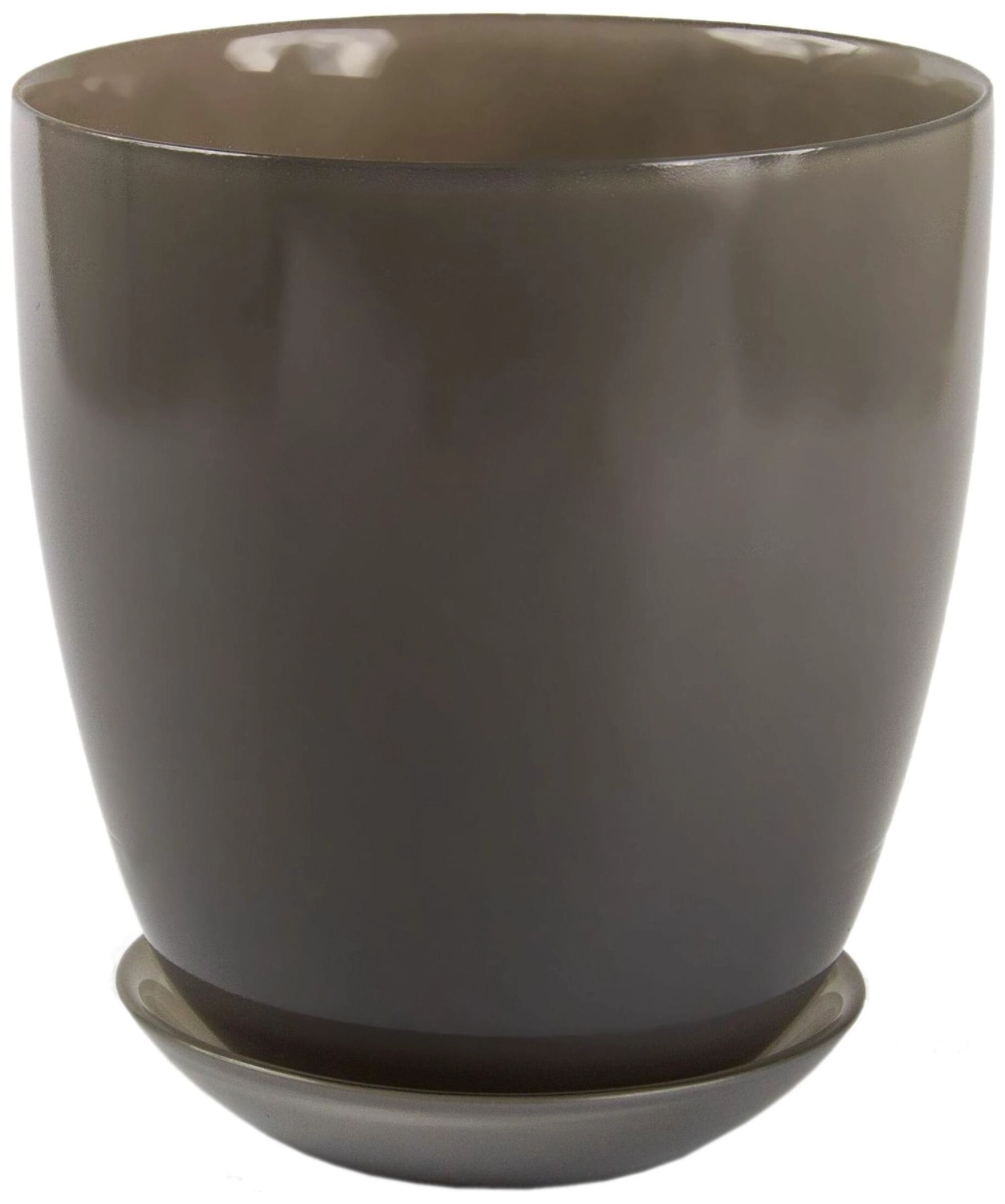 Горшок NiNaGlass №4 d15,8 см 2 л стеклянный серый с поддоном