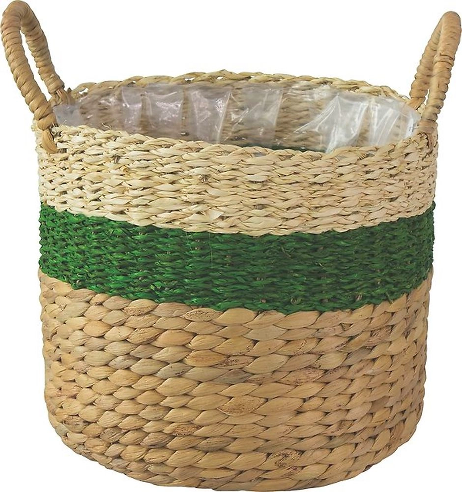 Кашпо водный гиацинт с металлическим ободком D26 H21