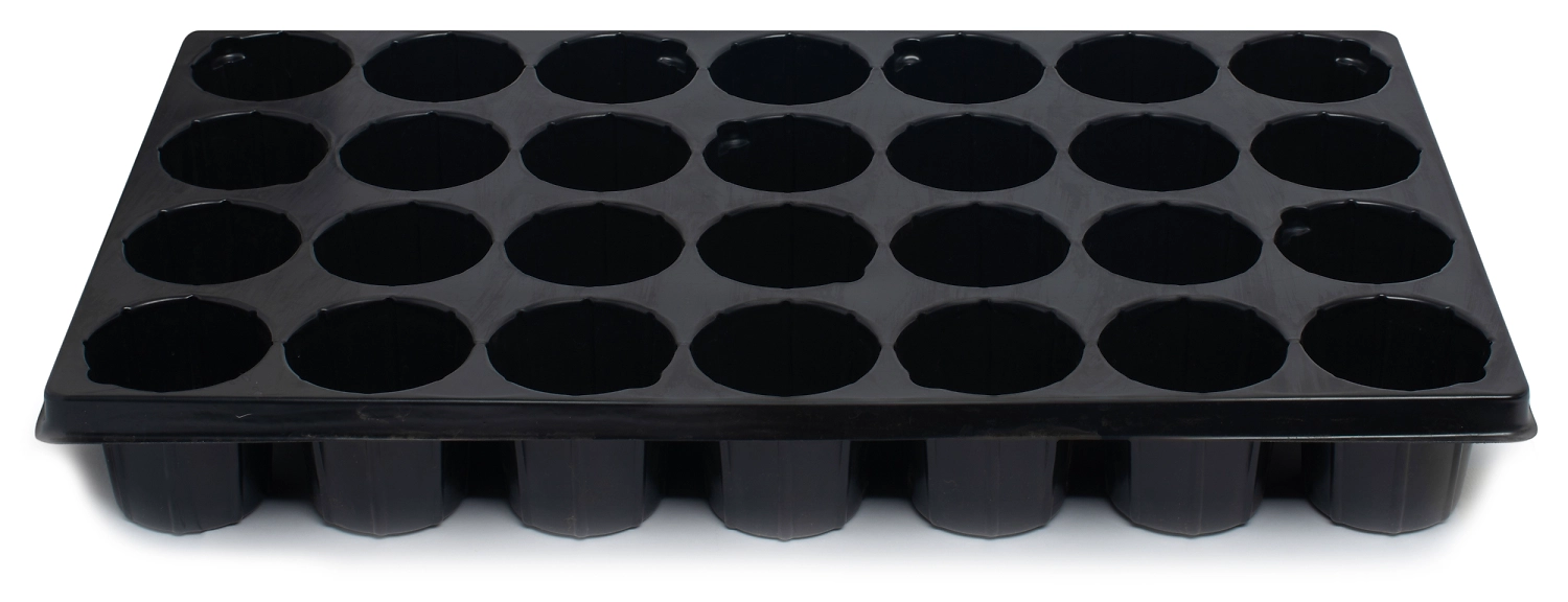 Кассета 52х31х6 см 28 ячеек полистироловая черная