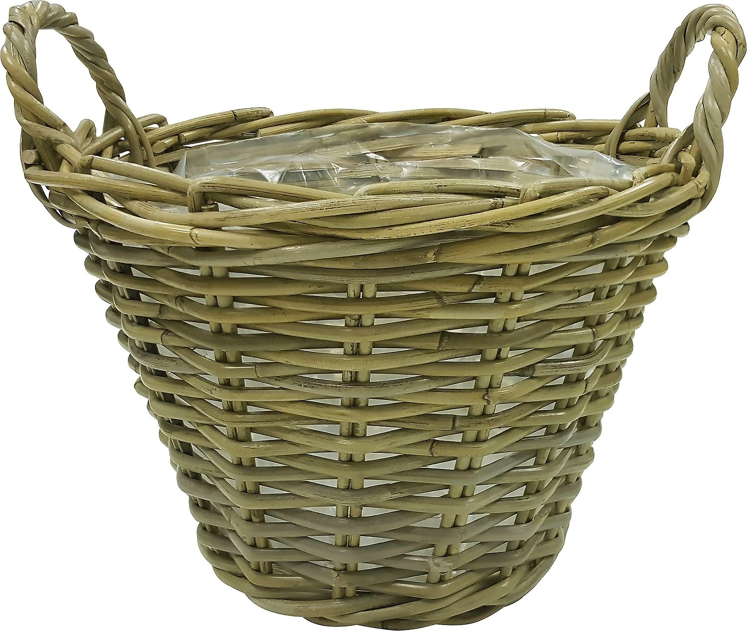 Корзина d35 см h25 см из ротанга с ручками серая