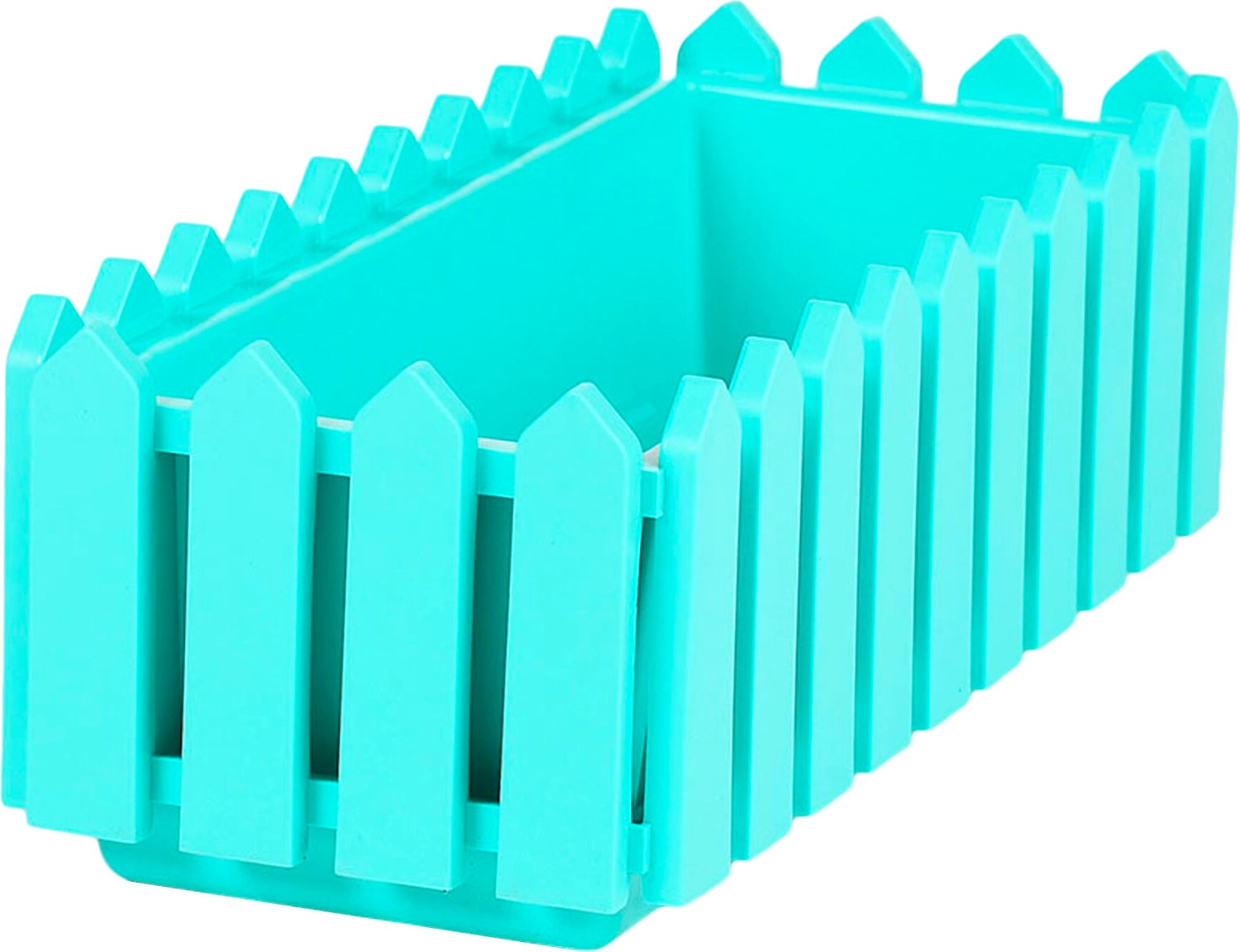 Ящик Лардо 47х19,2х16 см пластиковый бирюзовый с поддоном