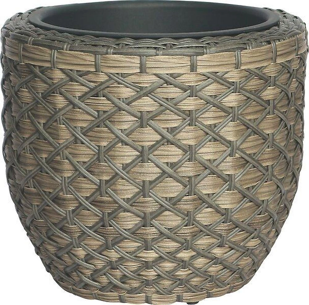 Горшок пластик плетеный серый D39 H35 см