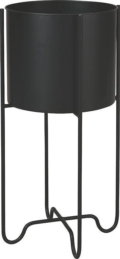 Горшок металл черный H55 см