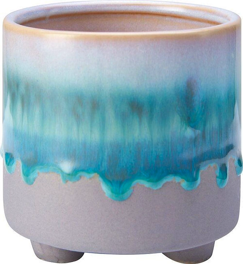 Горшок керамика голубой/серый D10 H10 см