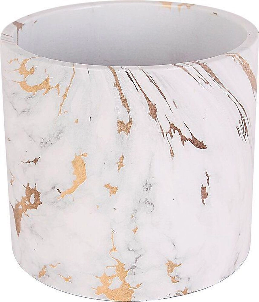 Горшок цемент белый/золотой D12 H12 см