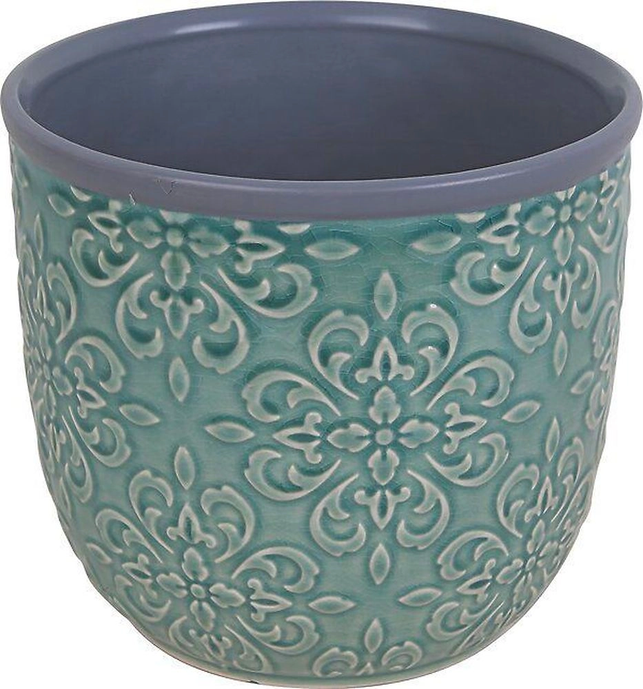 Горшок керамика синий D16,5 H15 см