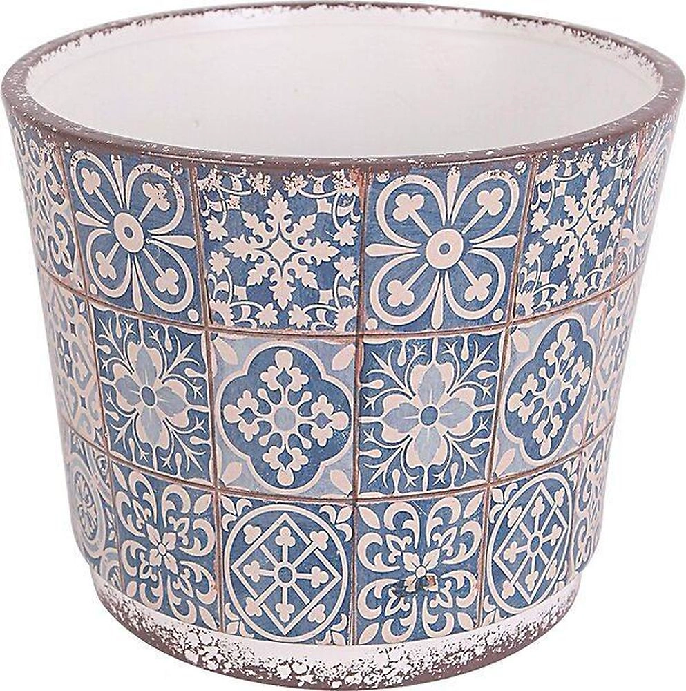 Горшок керамика синий D16,7 H13,8 см