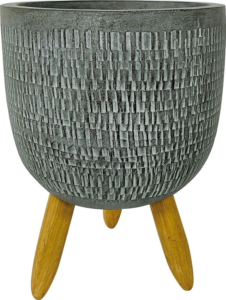 Горшок керамика с ножками серый D28 H40,5 см 802291