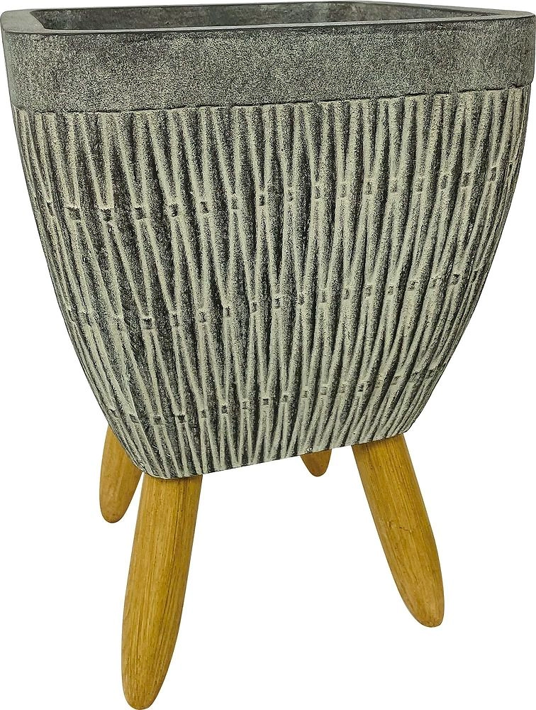 Горшок керамика с ножками серый D28 H40,5 см 802292