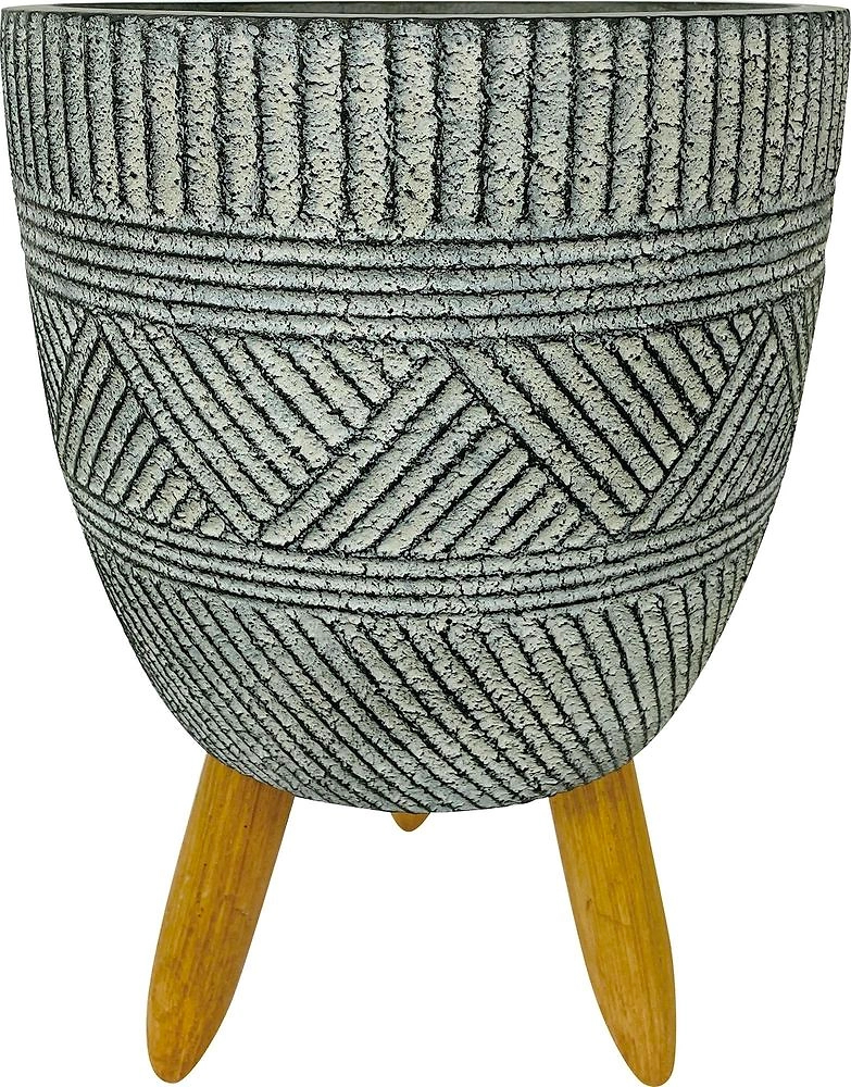 Горшок керамика с ножками серый D28 H40,5 см 802293