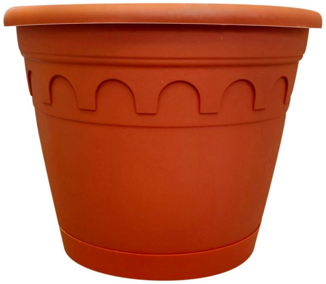 Горшок Soparco Roma d14 см 1,1 л полипропиленовый коричневый с поддоном