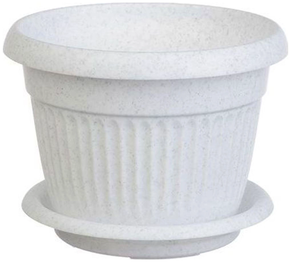 Кашпо IDEA Ливия d12 см 0,6 л полипропиленовое мраморное с поддоном