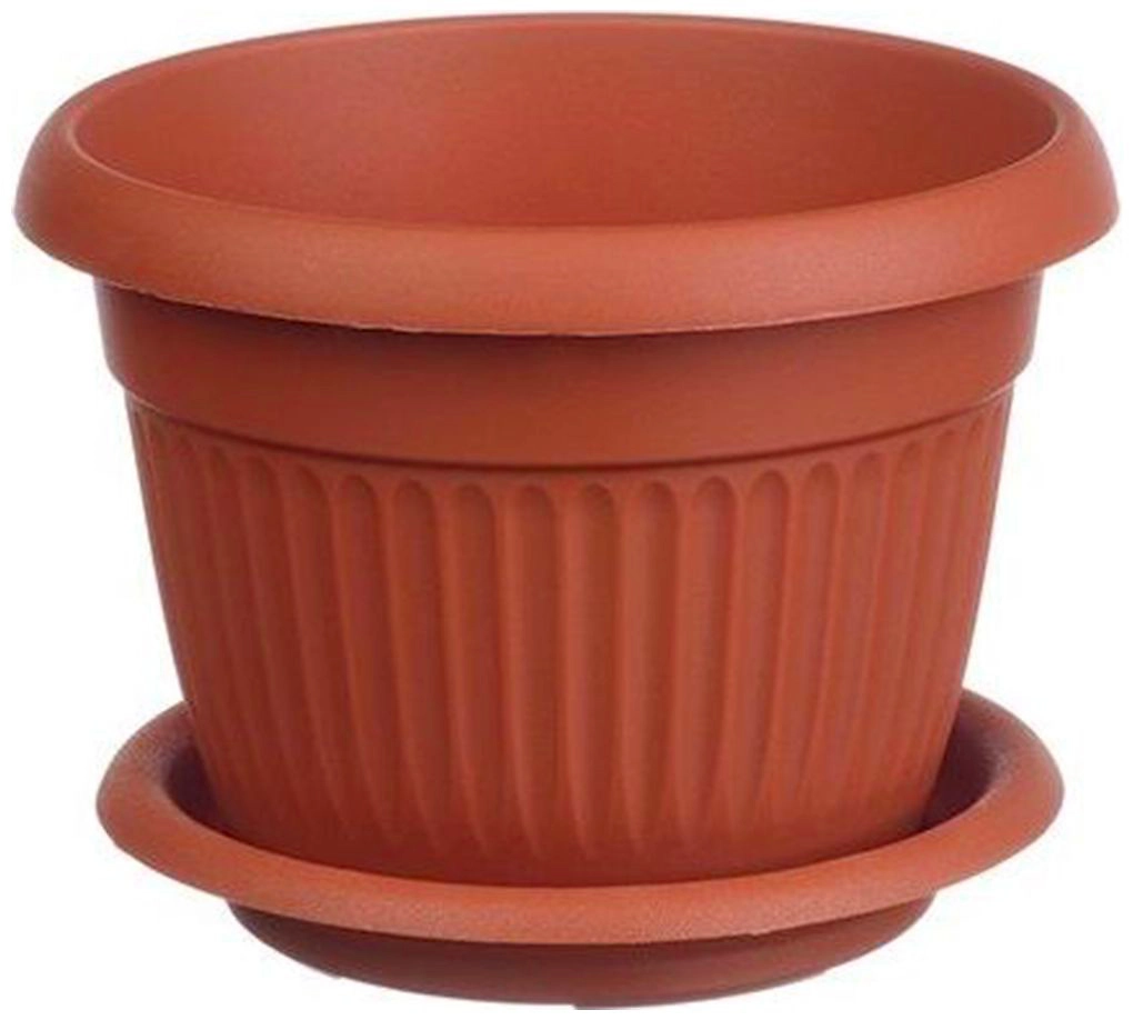 Кашпо IDEA Ливия d12 см 0,6 л полипропиленовое терракотовое с поддоном