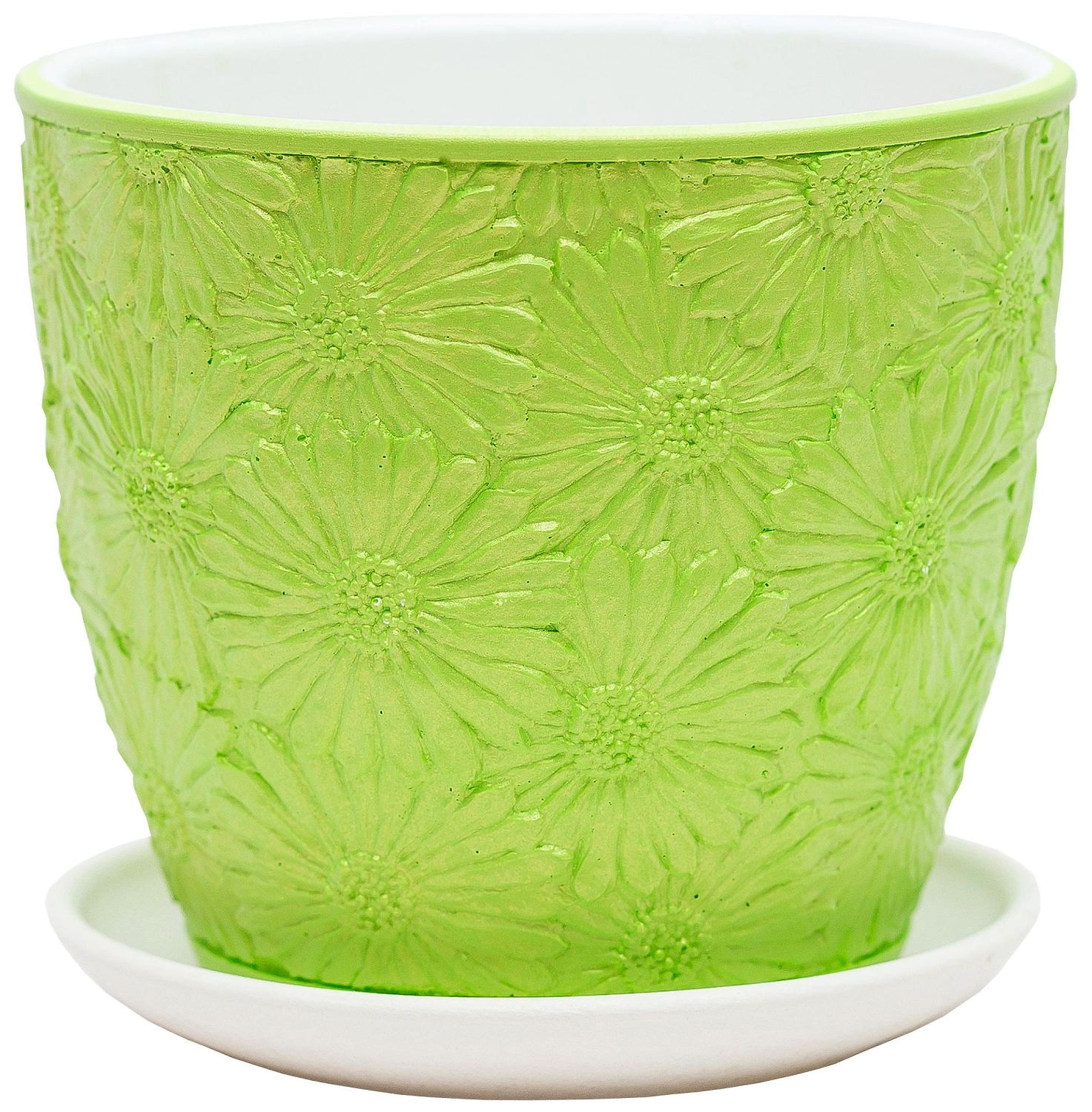 Горшок Гербера d14 см бетонный зеленый с поддоном