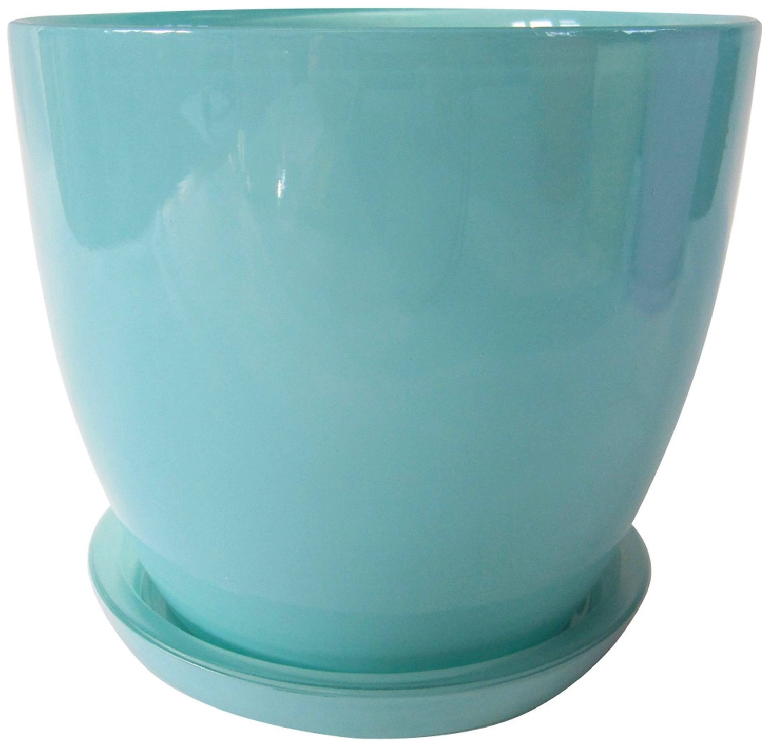 Горшок NiNaGlass Джина 2 d14 см 1 л стеклянный мятный с поддоном