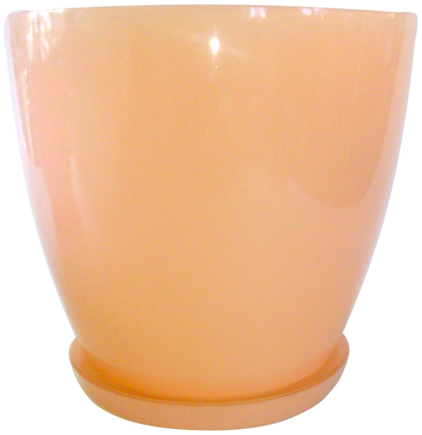 Горшок NiNaGlass Джина 2 d14 см 1 л стеклянный персиковый с поддоном