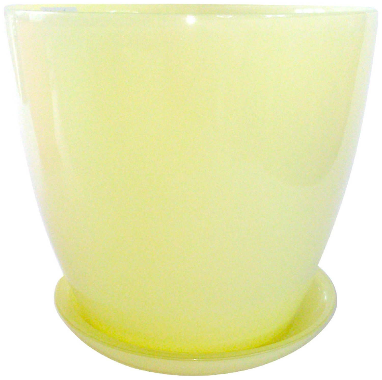 Горшок NiNaGlass Джина 4 d14 см 1 л стеклянный желтый с поддоном