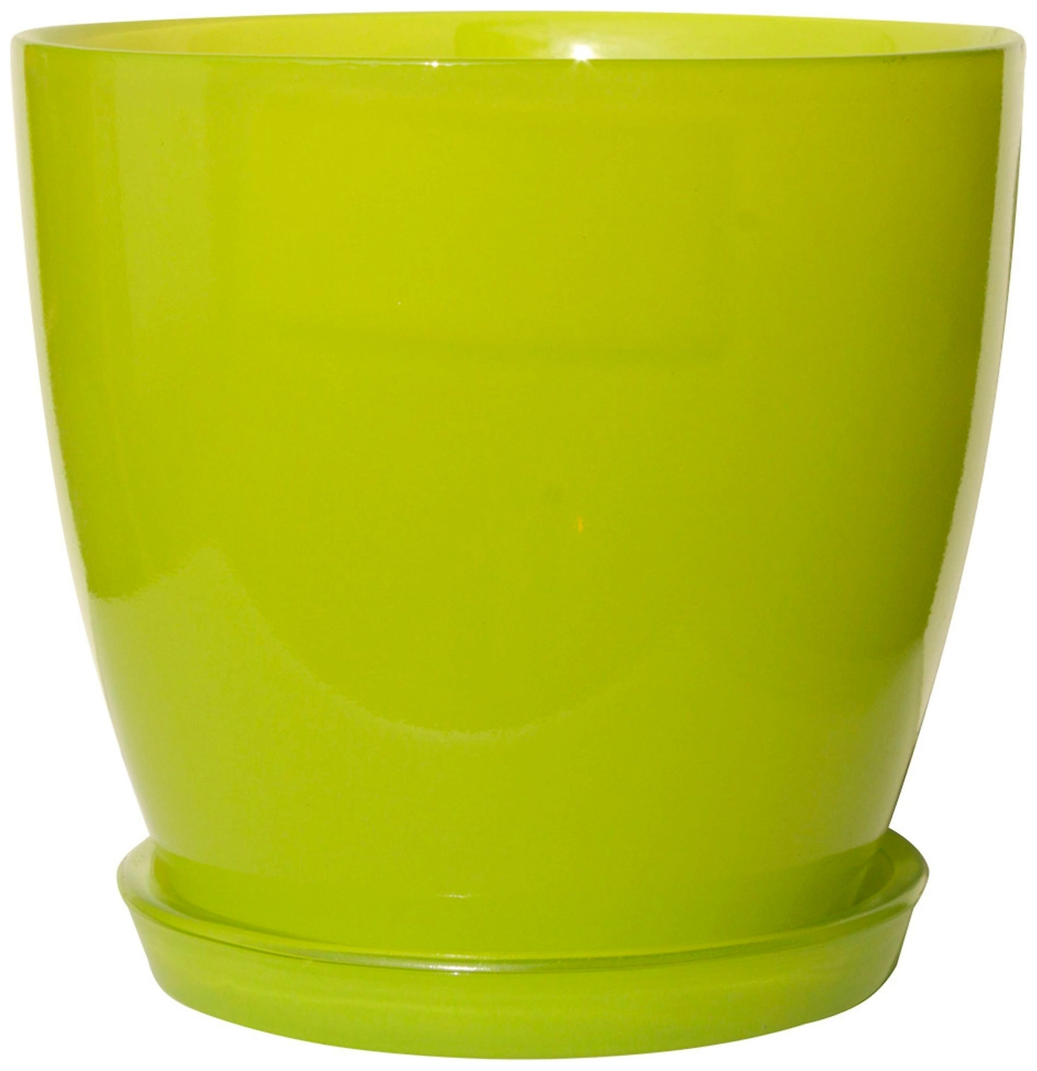 Горшок NiNaGlass Джина 4 d16,2 см 1,7 л стеклянный зеленое с поддоном