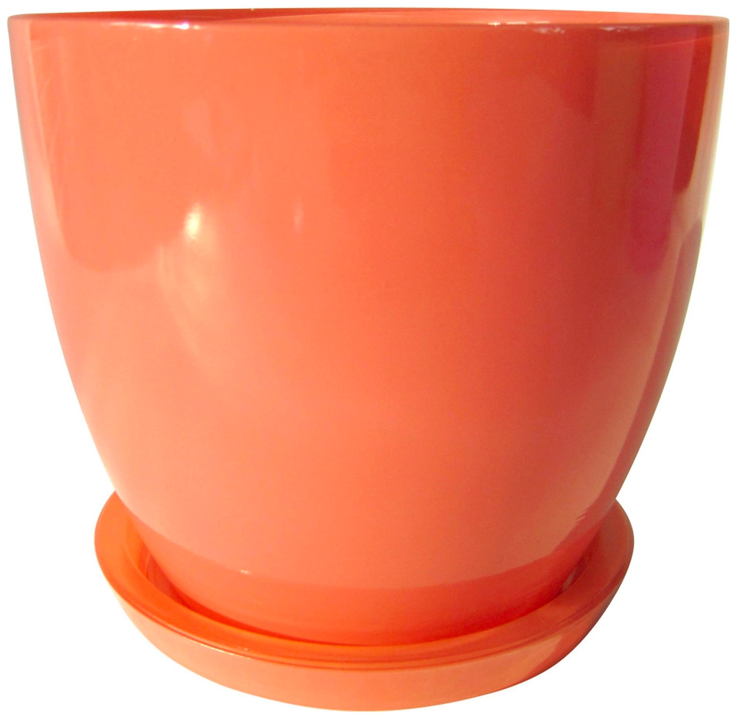 Горшок NiNaGlass Джина 4 d18 см 2,5 л стеклянный коралловый с поддоном
