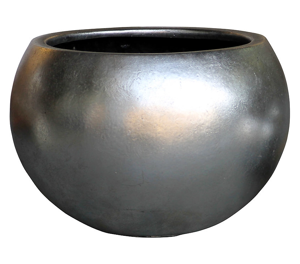 Кашпо Металлик d21 см полистоун серебряное