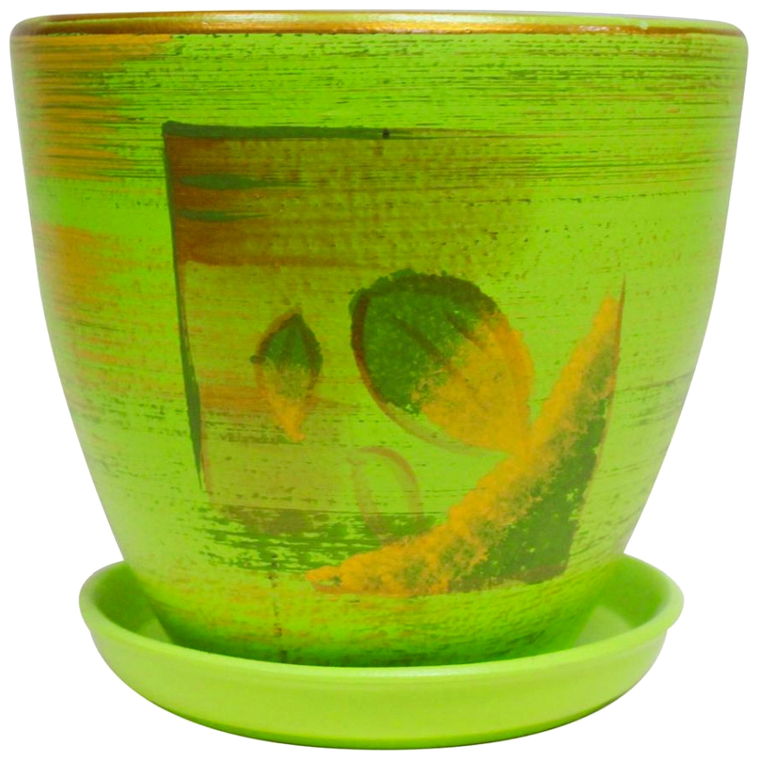 Горшок GARDEN SHOW Азалия d14,5 см 1,4 л керамический зеленый с поддоном