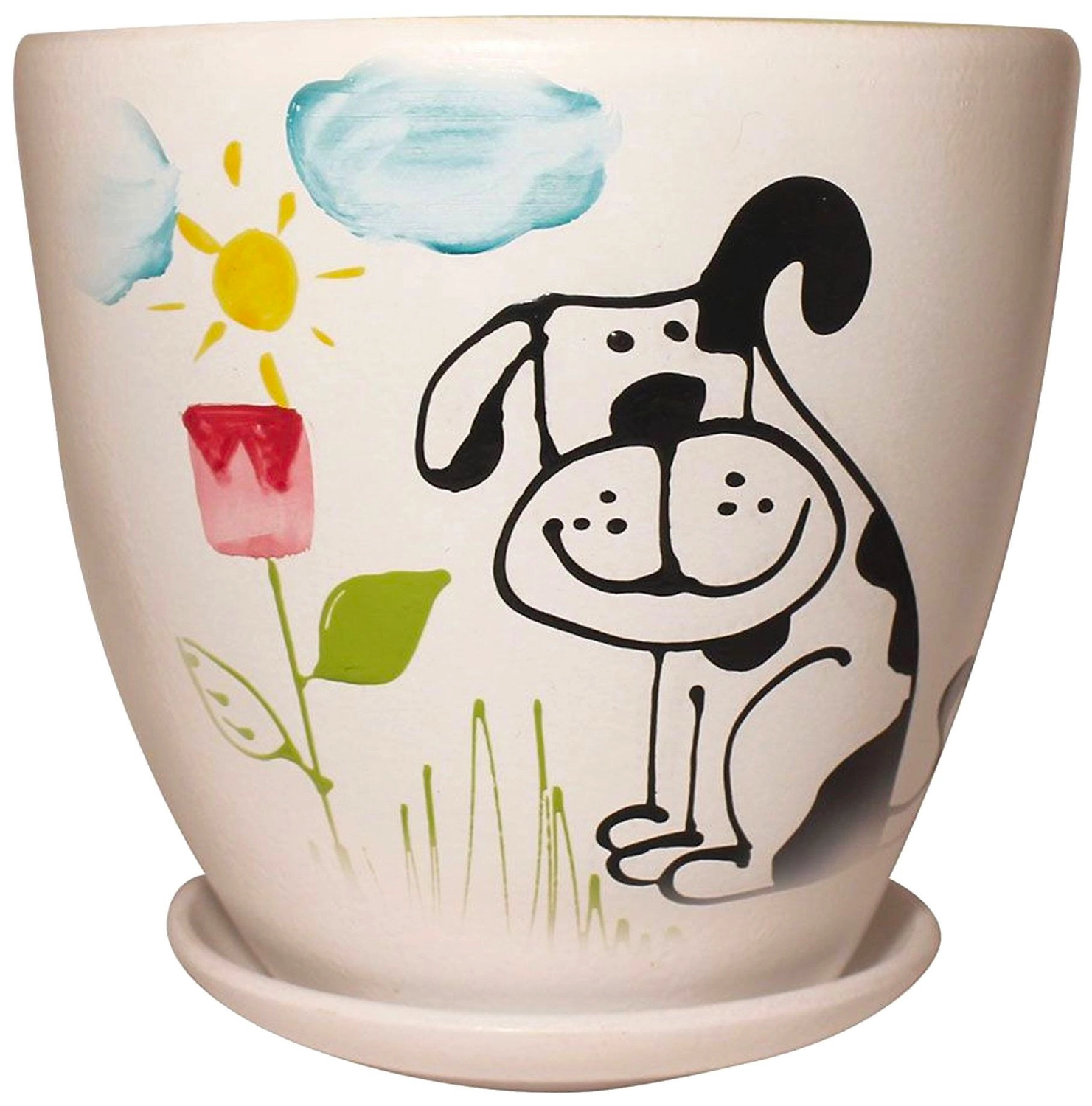 Горшок GARDEN SHOW Animals d17,5 см 2,4 л керамический в ассортименте с поддоном