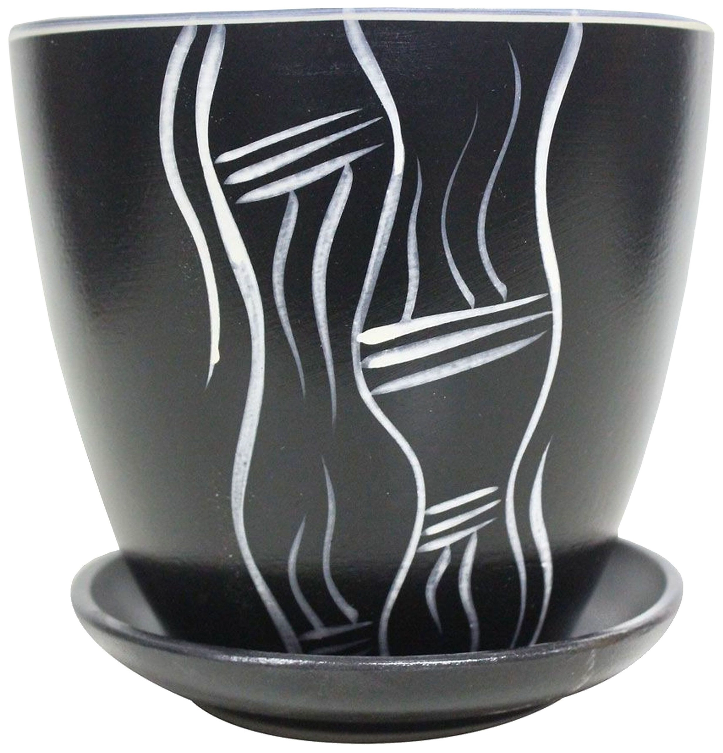 Горшок GARDEN SHOW Ночь d13,5 см 1,4 л керамический черный с поддоном