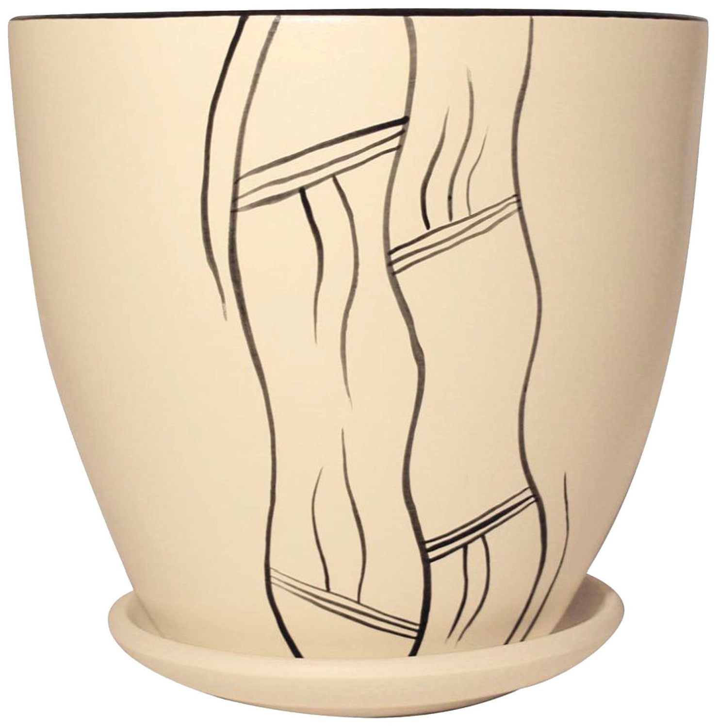 Горшок GARDEN SHOW День d13,5 см 1,4 л керамический белый с поддоном