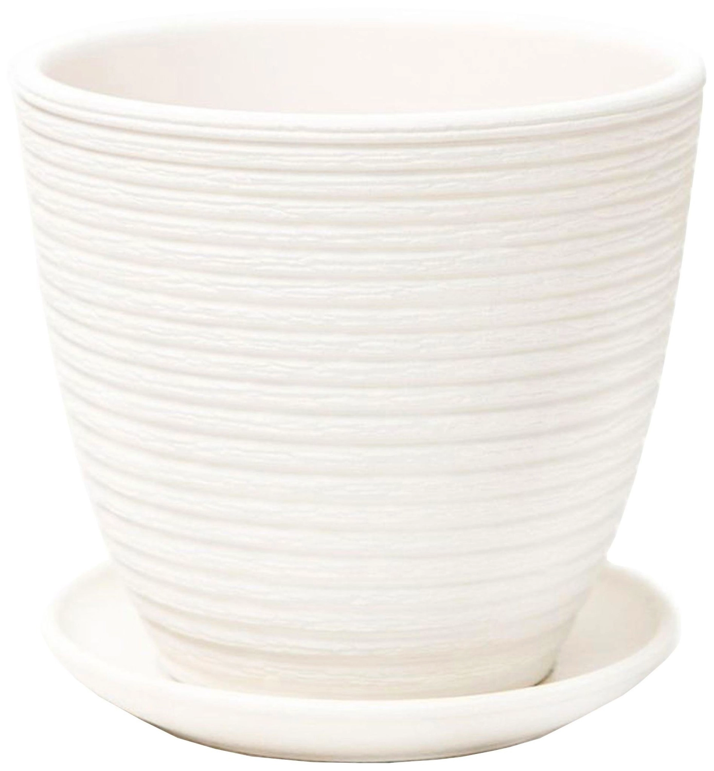 Горшок Крокус 1 керамический белый с поддоном d12 см