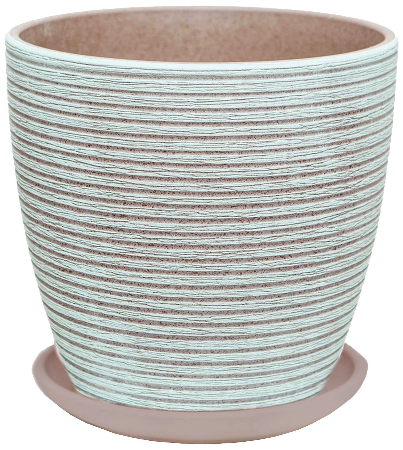 Горшок d12 см керамический зелено-серый с поддоном