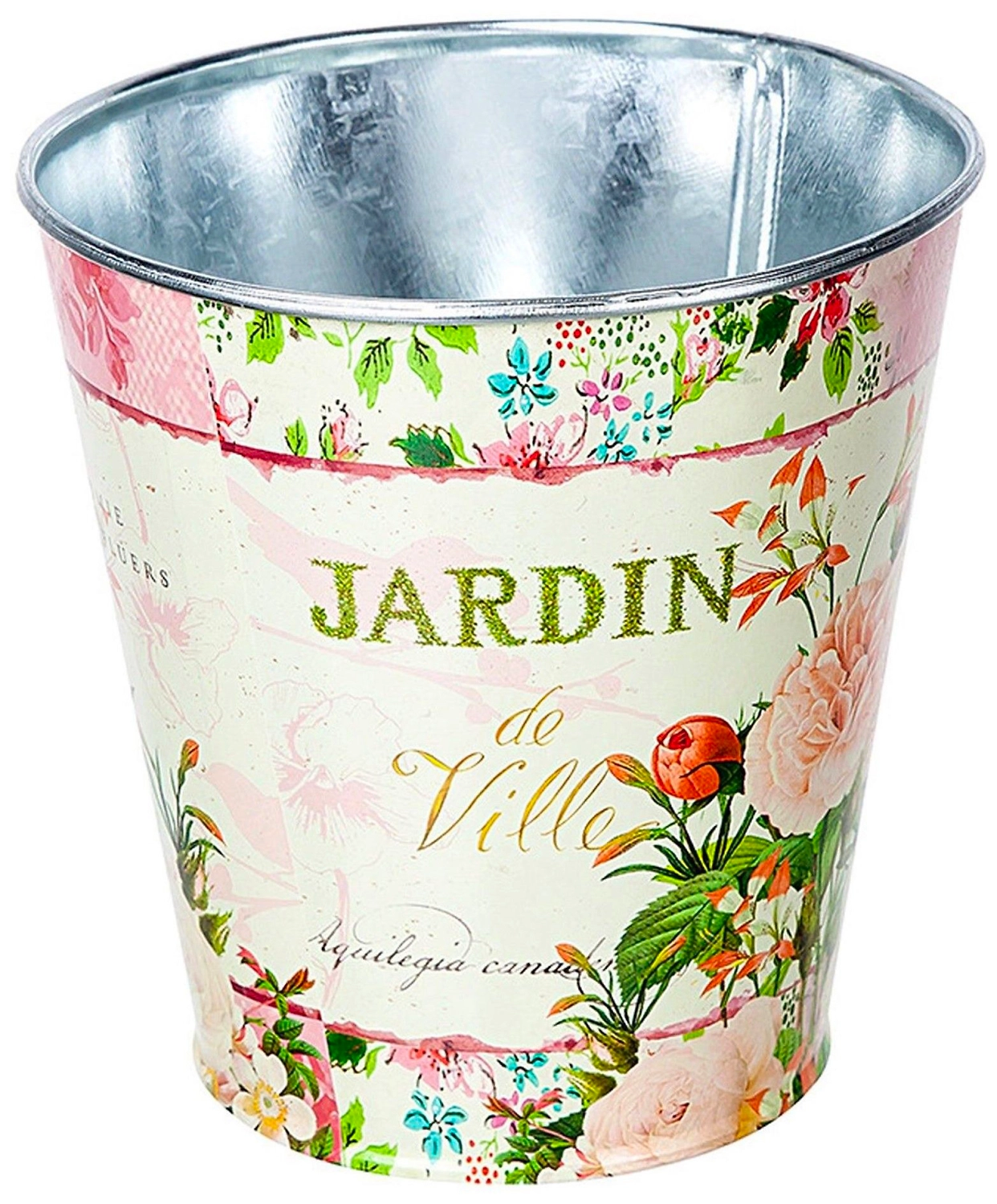 Кашпо Азалия Декор Жардин d13 cм металлическое бело-розовое