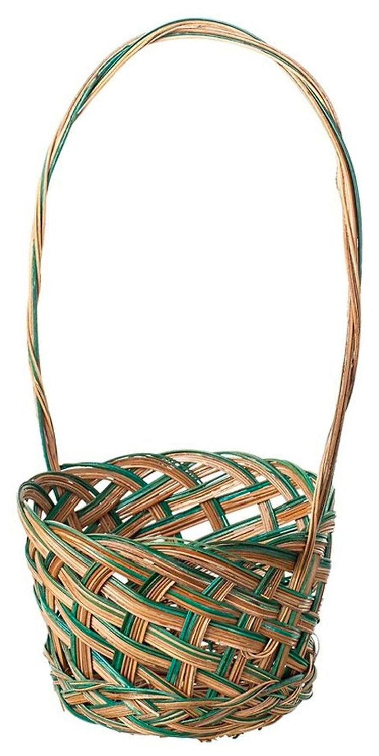 Корзина Азалия Декор d13 см натуральный ротанг зеленая