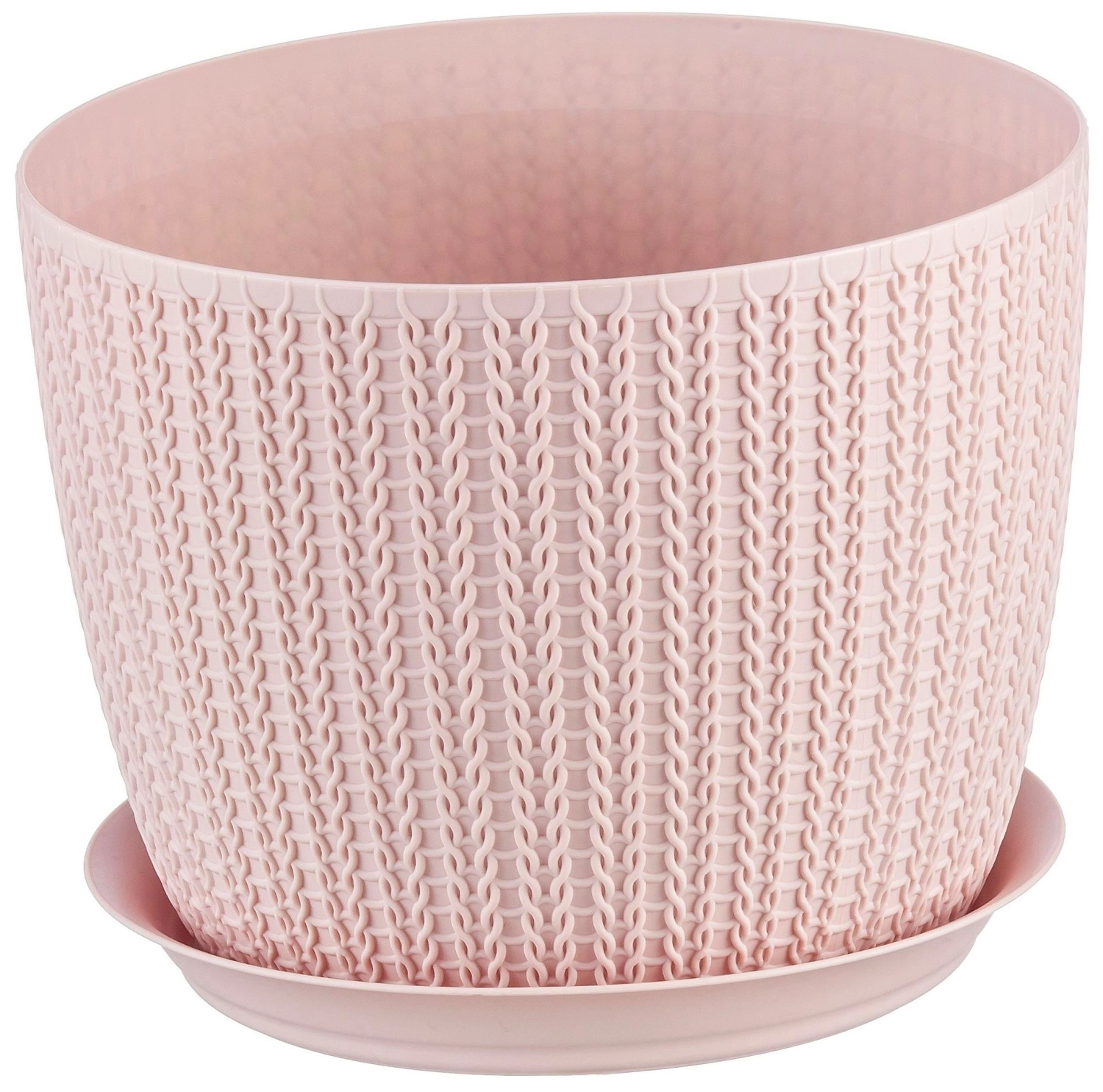 Кашпо IDEA Вязание d13,5 см 1,1 л полипропиленовое чайная роза с поддоном