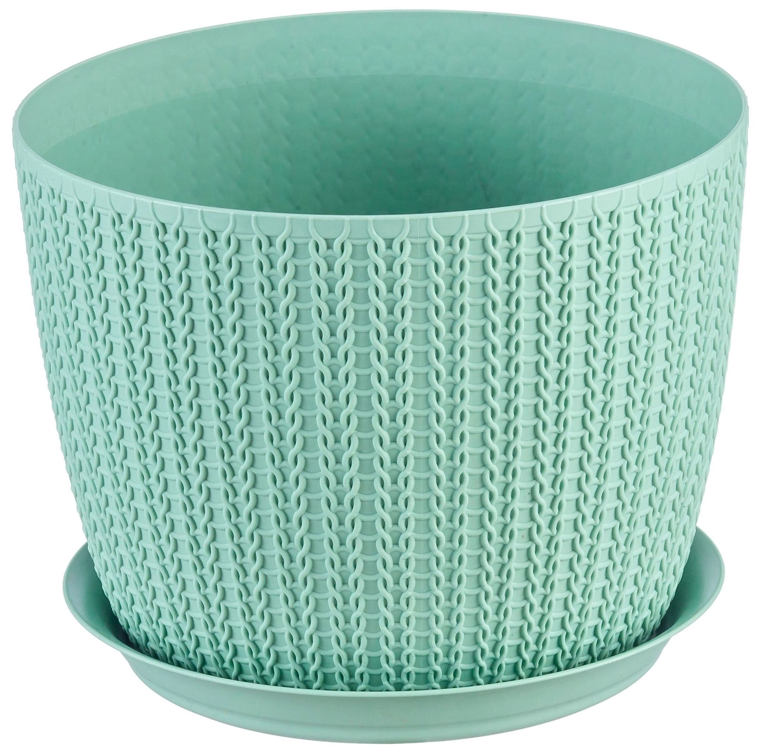 Кашпо IDEA Вязание d15,5 см 1,9 л полипропиленовое фисташковое с поддоном