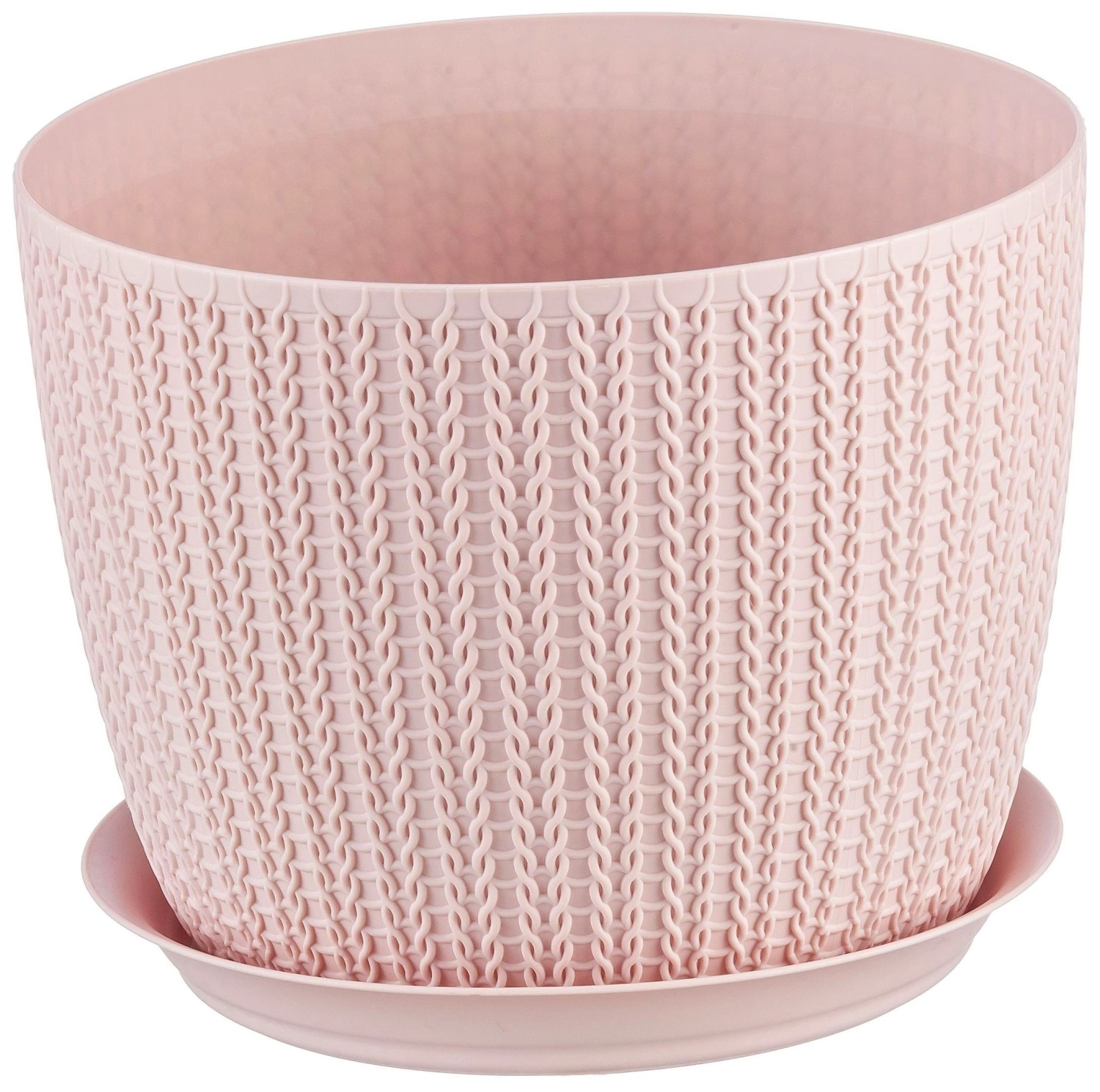 Кашпо IDEA Вязание d18 см 2,8 л полипропиленовое чайная роза с поддоном