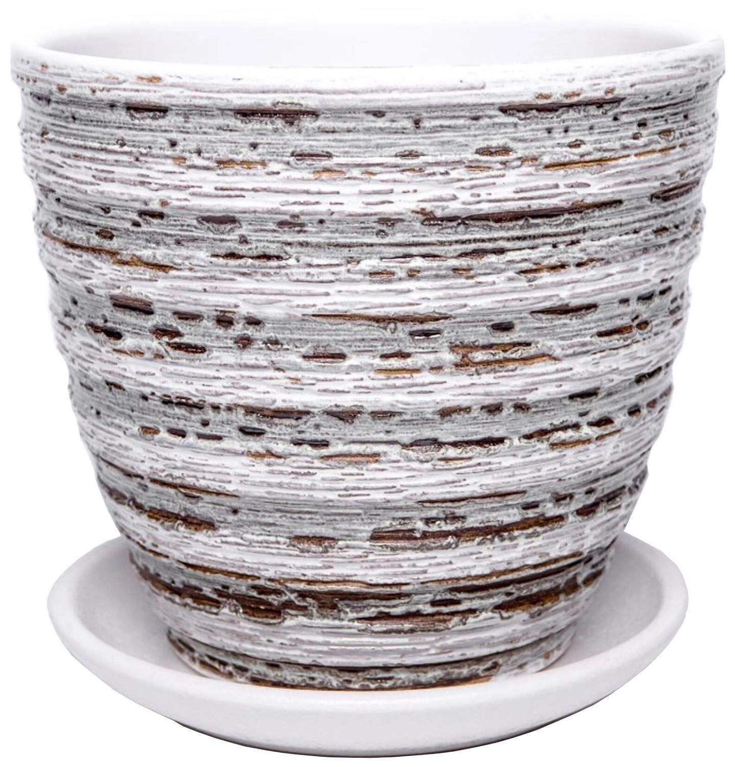 Горшок Кукушка d15 см керамический белый с подставкой