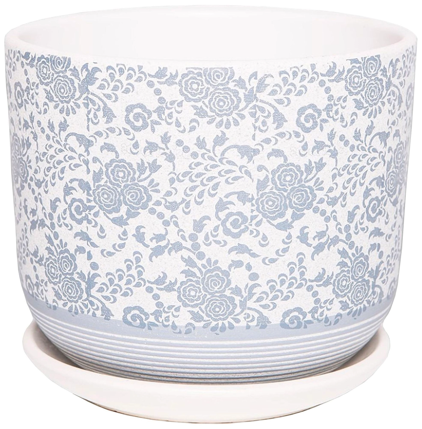 Горшок Гобелен d15 см керамический белый с поддоном