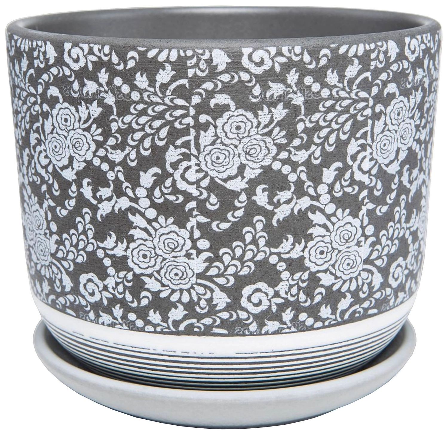 Горшок Гобелен d19 см керамический черный с поддоном