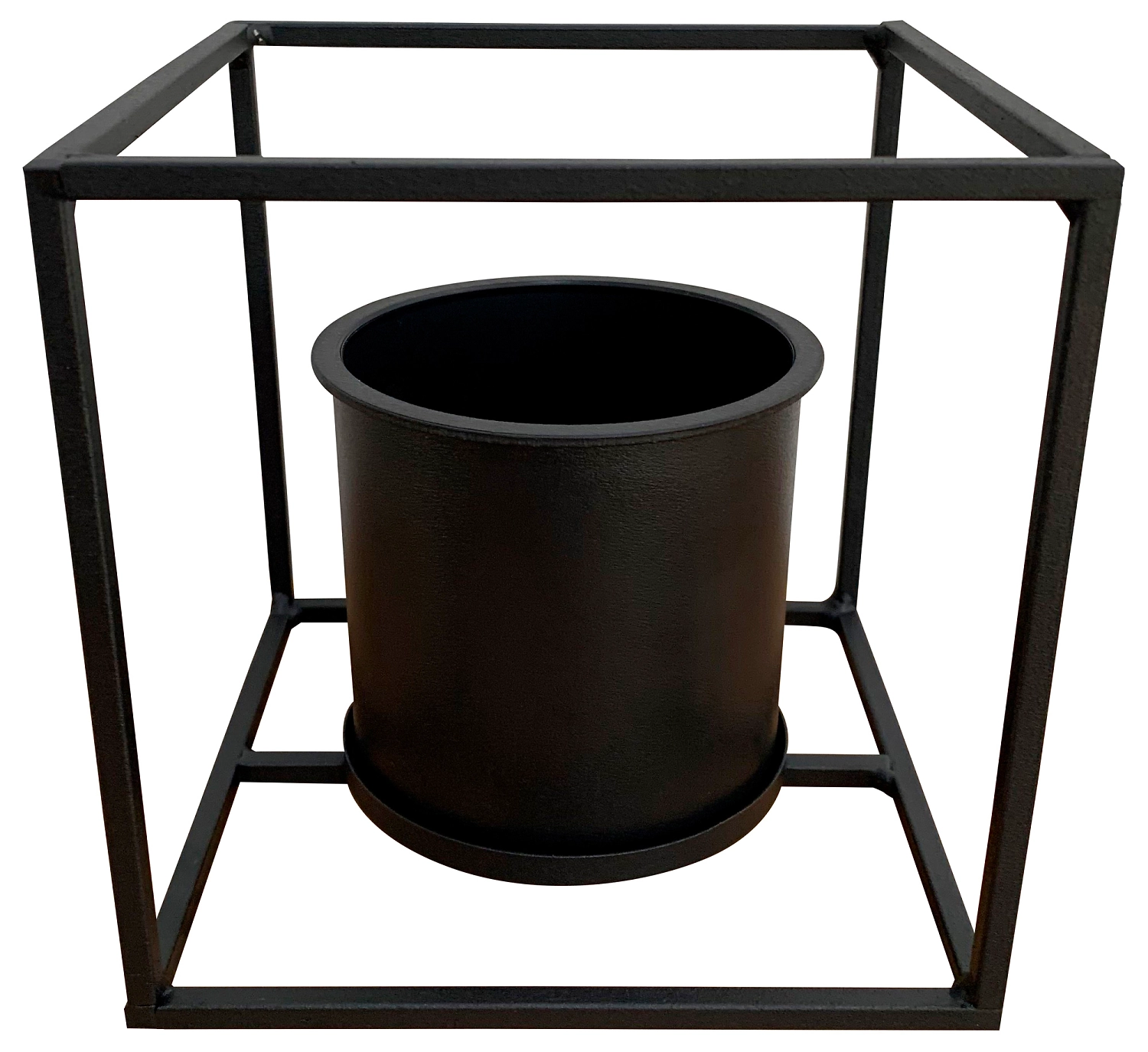 Кашпо W1 16,5х16,5 см пластиковое черное в металлическом каркасе